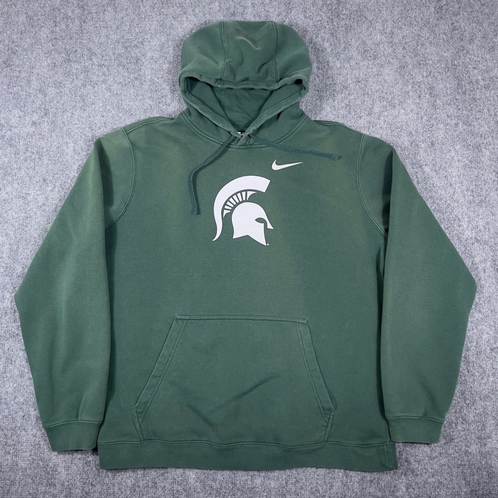 Nike Michigan State Spartans MSU Hoodie Mens XL Green Logo Sweatshirt